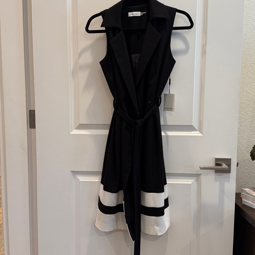 NWT- Calvin Klein Black and White Sleeveless Dress